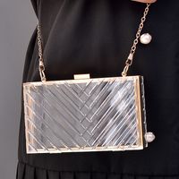 Pvc Metal Solid Color Square Evening Bags main image 6