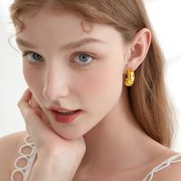 1 Pair Simple Style Solid Color Plating 201 Stainless Steel 18K Gold Plated Earrings sku image 4
