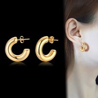 1 Pair Simple Style Solid Color Plating 201 Stainless Steel 18K Gold Plated Earrings sku image 5