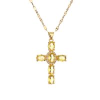 1 Piece Retro Cross Copper Plating Inlay Zircon Pendant Necklace sku image 3