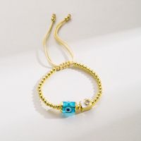 Fashion Devil's Eye Rope Copper 18k Gold Plated Artificial Diamond Bracelets In Bulk sku image 4