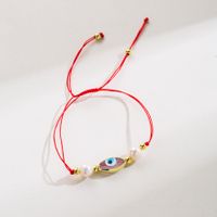 Fashion Devil's Eye Rope Copper 18k Gold Plated Artificial Diamond Bracelets In Bulk sku image 1
