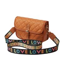 Women's Small Pu Leather Color Block Lingge Streetwear Square Flip Cover Crossbody Bag main image 2