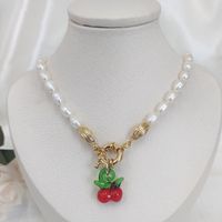 Sweet Cherry Freshwater Pearl Glass Copper Beaded Necklace main image 5