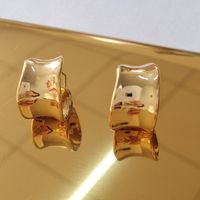 1 Pair Retro C Shape Solid Color Plating Copper 18k Gold Plated Ear Studs main image 4