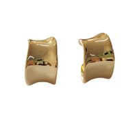 1 Pair Retro C Shape Solid Color Plating Copper 18k Gold Plated Ear Studs main image 3