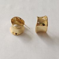 1 Pair Retro C Shape Solid Color Plating Copper 18k Gold Plated Ear Studs main image 2