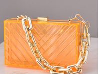 Pvc Metal Solid Color Square Evening Bags sku image 1