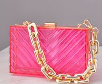 Pvc Metal Solid Color Square Evening Bags sku image 2