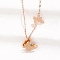 Fashion Stainless Steel Sand Butterfly Necklace main image 1