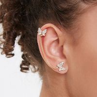 1 Piece Cute Sweet Simple Style Butterfly Alloy Asymmetrical Plating Inlay Artificial Rhinestones Women's Ear Clips main image 2