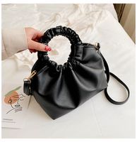 Women's Small Pu Leather Solid Color Fashion Square Magnetic Buckle Handbag Crossbody Bag Ruched Bag sku image 2