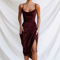 Women's Strap Dress Slit Dress Sexy Strap Sleeveless Solid Color Midi Dress Banquet Birthday Cocktail Party main image 4