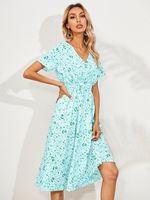 Women's Floral Dress Fashion V Neck Printing Short Sleeve Ditsy Floral Knee-length Holiday main image 5