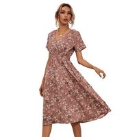 Women's Floral Dress Fashion V Neck Printing Short Sleeve Ditsy Floral Knee-length Holiday main image 4