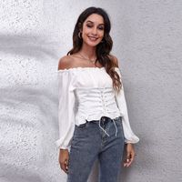 Women's Chiffon Shirt Long Sleeve Blouses Pleated Casual Fashion Solid Color main image 4
