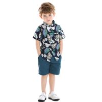 Casual Flower Bowknot Cotton Boys Clothing Sets main image 5