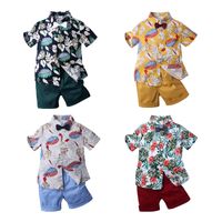 Casual Flower Bowknot Cotton Boys Clothing Sets main image 1