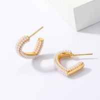 1 Pair Fairy Style Sweet Classic Style Heart Shape Copper Plating Inlay Artificial Pearls Ear Studs main image 4