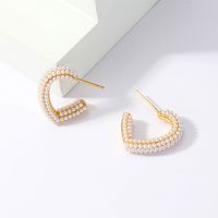 1 Pair Fairy Style Sweet Classic Style Heart Shape Copper Plating Inlay Artificial Pearls Ear Studs main image 2