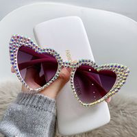 Cute Heart Shape Resin Special-shaped Mirror Diamond Frameless Women's Sunglasses sku image 7