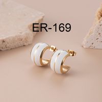 Simple Style Round Enamel Plating 304 Stainless Steel Earrings Ear Studs sku image 3