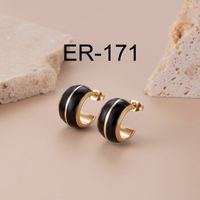 Simple Style Round Enamel Plating 304 Stainless Steel Earrings Ear Studs sku image 4