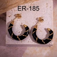 Simple Style Round Enamel Plating 304 Stainless Steel Earrings Ear Studs sku image 8