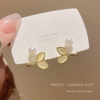 Wholesale Jewelry Fashion Flower Butterfly Copper Opal Zircon Inlay Drop Earrings sku image 13