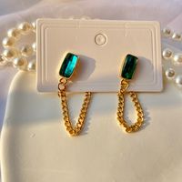 1 Pair Vintage Style Square Alloy Inlay Rhinestones Women's Earrings sku image 1