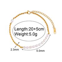 1 Piece Fashion Solid Color Stainless Steel Freshwater Pearl Plating Inlay Zircon 18k Gold Plated Women's Anklet sku image 3