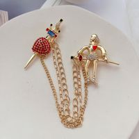 Retro Sword Heart Shape Knight Alloy Inlay Inlaid Gold Artificial Gemstones Unisex Brooches sku image 2