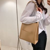 Women's All Seasons Pu Leather Solid Color Basic Square Magnetic Buckle Tote Bag main image 8
