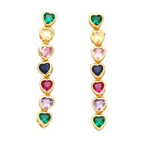 1 Pair Fashion Heart Shape Copper Plating Inlay Zircon Drop Earrings main image 4