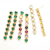 1 Pair Fashion Heart Shape Copper Plating Inlay Zircon Drop Earrings main image 1