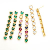 1 Pair Fashion Heart Shape Copper Plating Inlay Zircon Drop Earrings main image 6