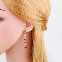1 Pair Fashion Heart Shape Copper Plating Inlay Zircon Drop Earrings main image 2