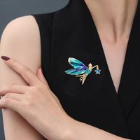 Fashion Dragonfly Alloy Plating Inlay Artificial Rhinestones Women's Brooches 1 Piece main image 5