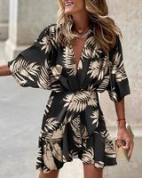 Women's Regular Dress Bat Dress Bodycon Dress Casual Simple Style Classic Style Deep V Plunging Neck Belt Half Sleeve Printing Multicolor Above Knee Holiday Outdoor Daily main image 4