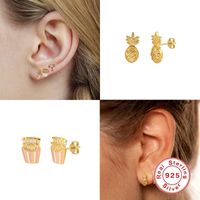1 Pair Fashion Fruit Sterling Silver Plating Inlay Artificial Gemstones Ear Studs main image 2