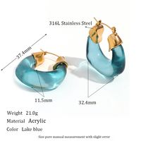 1 Pair Simple Style U Shape Stainless Steel Arylic Plating 18k Gold Plated Women's Hoop Earrings sku image 1