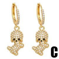 1 Pair Cute Dog Paw Print Bow Knot Copper Plating Inlay Zircon Drop Earrings main image 4