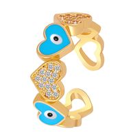 Vintage Style Simple Style Eye Copper Plating Inlay Zircon 14k Gold Plated Open Ring sku image 2