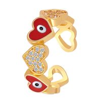 Vintage Style Simple Style Eye Copper Plating Inlay Zircon 14k Gold Plated Open Ring sku image 1