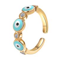 Vintage Style Simple Style Eye Copper Plating Inlay Zircon 14k Gold Plated Open Ring sku image 5