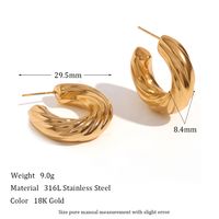 1 Pair Retro C Shape Twist Plating Stainless Steel 18k Gold Plated Ear Studs main image 5