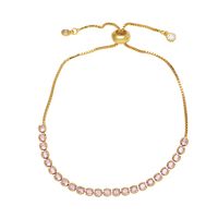 Simple Style Round Copper 18k Gold Plated Zircon Bracelets In Bulk main image 6