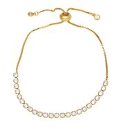 Simple Style Round Copper 18k Gold Plated Zircon Bracelets In Bulk main image 4