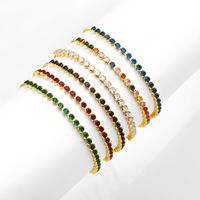 Simple Style Round Copper 18k Gold Plated Zircon Bracelets In Bulk main image 1