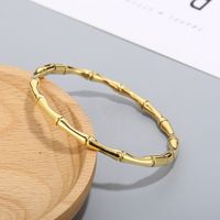 Simple Style C Shape Bamboo Stainless Steel 18K Gold Plated Bangle In Bulk main image 7